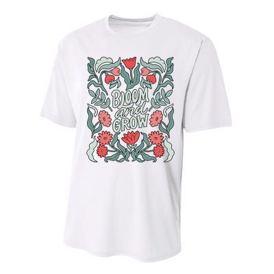 Bloom And Grow Retro Flower Floral Performance Sprint T-Shirt