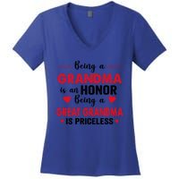 Being A Grandma Is An Honor Being Great Grandma Is Priceless Cool Gift Women's V-Neck T-Shirt