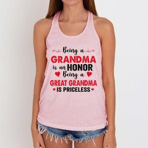 Being A Grandma Is An Honor Being Great Grandma Is Priceless Cool Gift Women's Knotted Racerback Tank