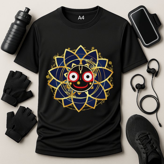 Blue And Gold Jagannath Hindu Hare Krishna Cooling Performance Crew T-Shirt