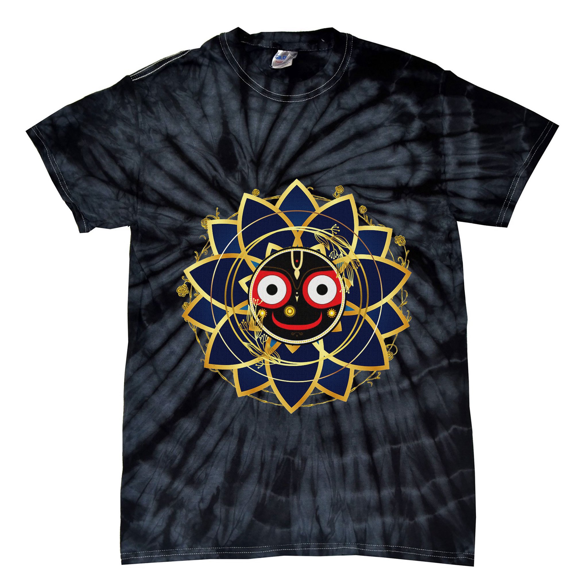 Blue And Gold Jagannath Hindu Hare Krishna Tie-Dye T-Shirt