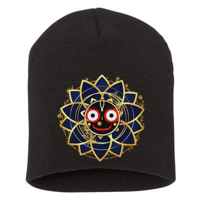 Blue And Gold Jagannath Hindu Hare Krishna Short Acrylic Beanie