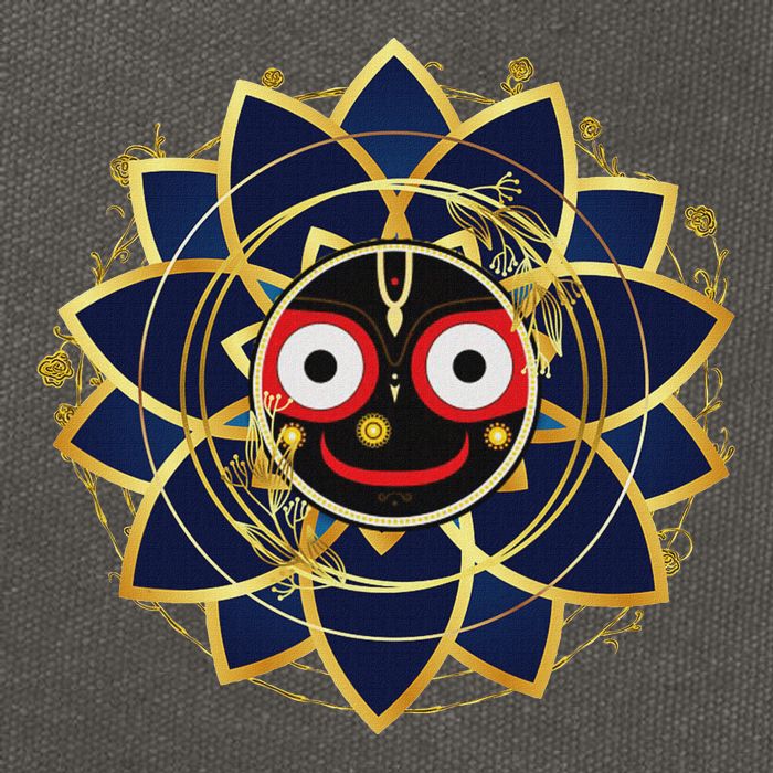 Blue And Gold Jagannath Hindu Hare Krishna Cotton Canvas Backpack