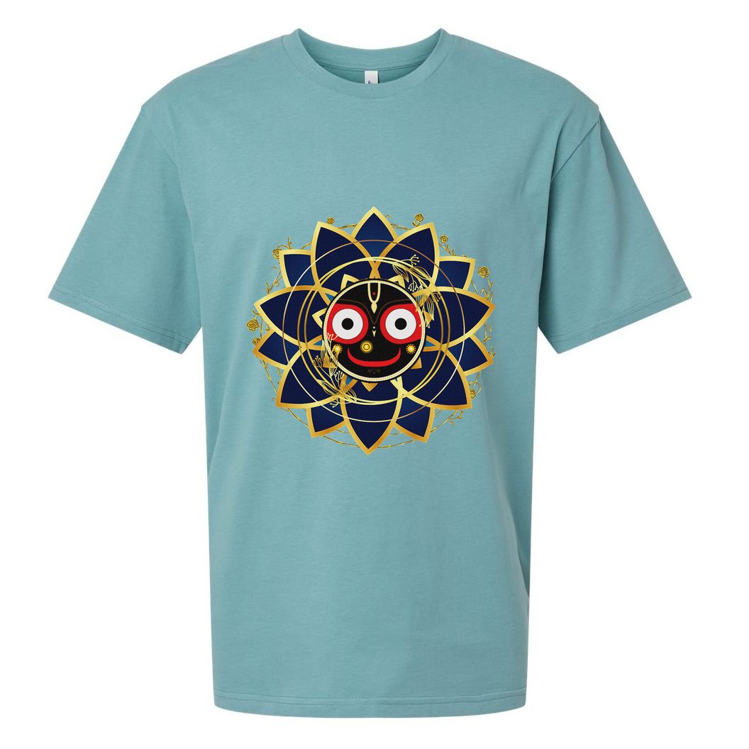 Blue And Gold Jagannath Hindu Hare Krishna Sueded Cloud Jersey T-Shirt
