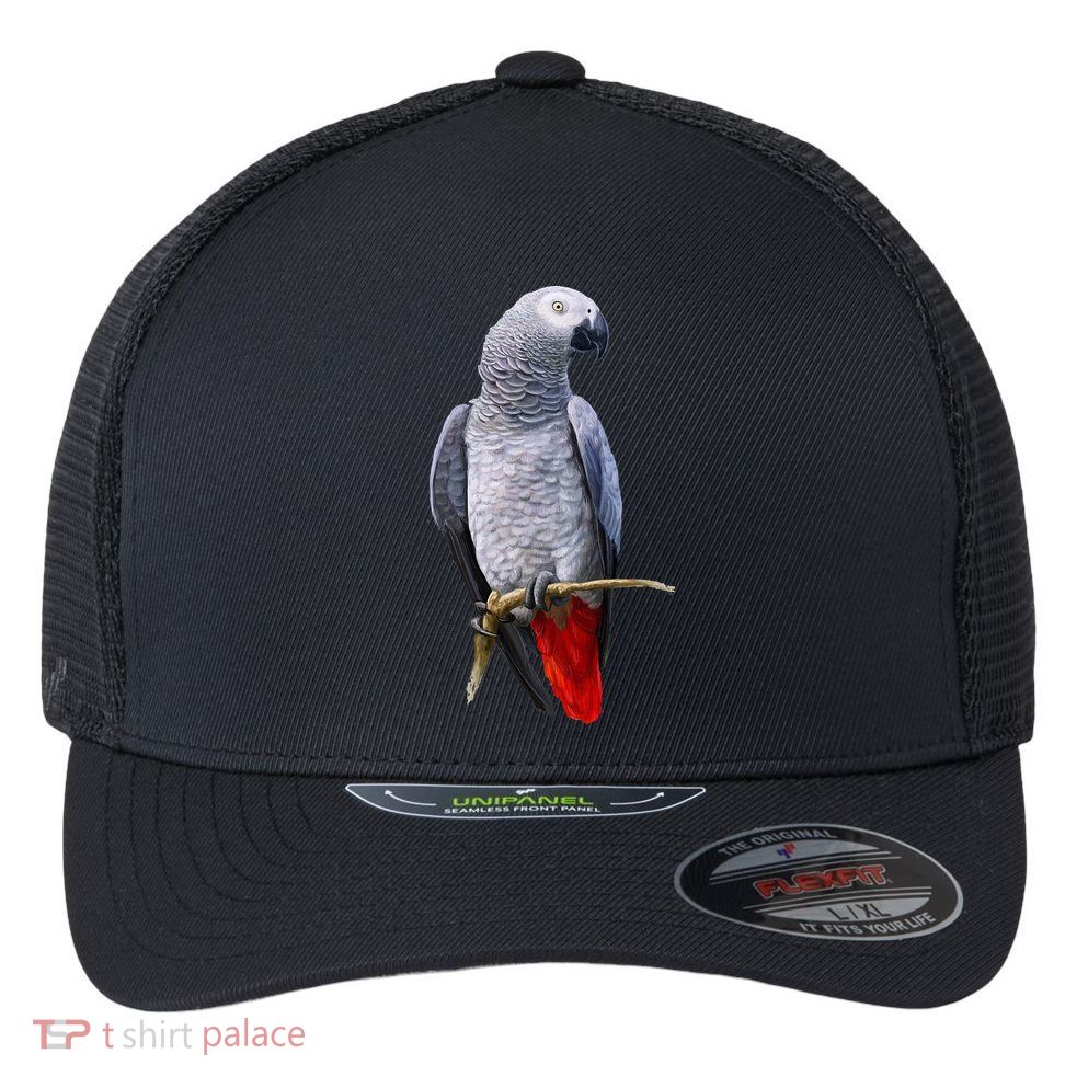 Beautiful African Grey Parrot Flexfit Unipanel Trucker Cap