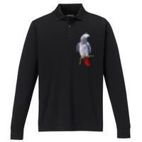 Beautiful African Grey Parrot Performance Long Sleeve Polo