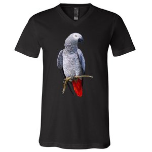 Beautiful African Grey Parrot V-Neck T-Shirt