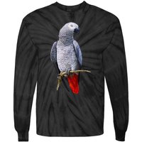 Beautiful African Grey Parrot Tie-Dye Long Sleeve Shirt