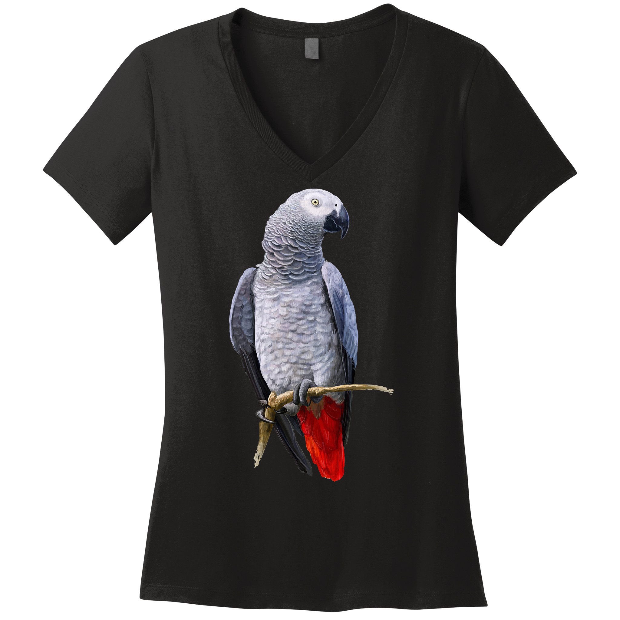 Beautiful African Grey Parrot Women's V-Neck T-Shirt