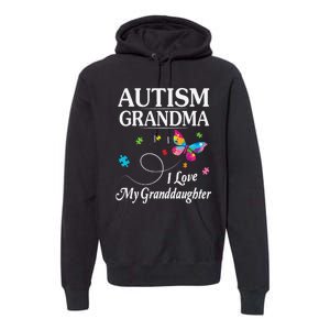 Butterfly Autism Grandma I Love My Granddaughter Autistic Premium Hoodie