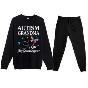 Butterfly Autism Grandma I Love My Granddaughter Autistic Premium Crewneck Sweatsuit Set