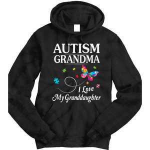 Butterfly Autism Grandma I Love My Granddaughter Autistic Tie Dye Hoodie