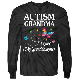 Butterfly Autism Grandma I Love My Granddaughter Autistic Tie-Dye Long Sleeve Shirt