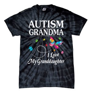 Butterfly Autism Grandma I Love My Granddaughter Autistic Tie-Dye T-Shirt