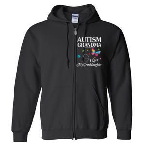 Butterfly Autism Grandma I Love My Granddaughter Autistic Full Zip Hoodie