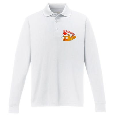 Be A Goldfish Funny Christmas Performance Long Sleeve Polo