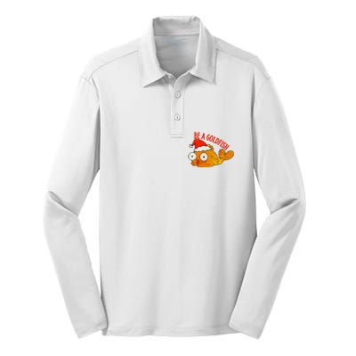 Be A Goldfish Funny Christmas Silk Touch Performance Long Sleeve Polo