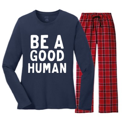 Be A Good Human Women's Long Sleeve Flannel Pajama Set 