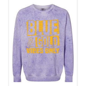 Blue And Gold Vibes Only School Tournament Team Cheerleaders Colorblast Crewneck Sweatshirt