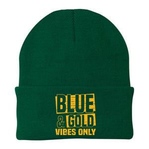 Blue And Gold Vibes Only School Tournament Team Cheerleaders Knit Cap Winter Beanie