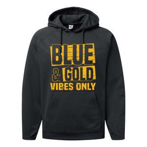 Blue And Gold Vibes Only School Tournament Team Cheerleaders Performance Fleece Hoodie