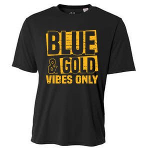 Blue And Gold Vibes Only School Tournament Team Cheerleaders Cooling Performance Crew T-Shirt