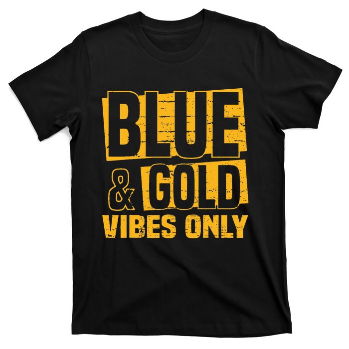 Blue And Gold Vibes Only School Tournament Team Cheerleaders T-Shirt