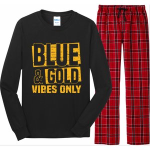 Blue And Gold Vibes Only School Tournament Team Cheerleaders Long Sleeve Pajama Set