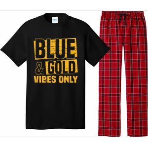 Blue And Gold Vibes Only School Tournament Team Cheerleaders Pajama Set