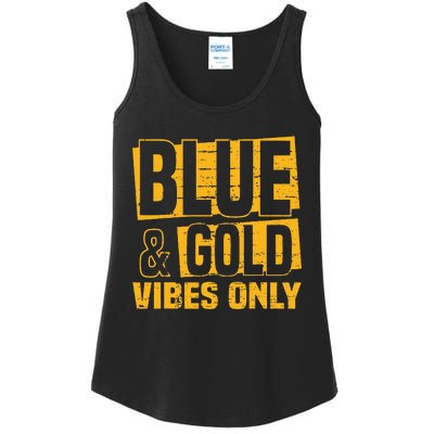 Blue And Gold Vibes Only School Tournament Team Cheerleaders Ladies Essential Tank