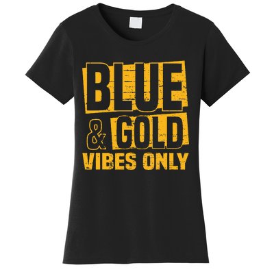 Blue And Gold Vibes Only School Tournament Team Cheerleaders Women's T-Shirt