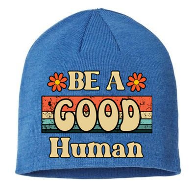 Be A Good Hu Retro Positive Thinking Gift Sustainable Beanie