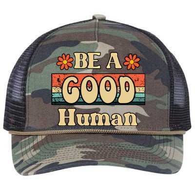 Be A Good Hu Retro Positive Thinking Gift Retro Rope Trucker Hat Cap