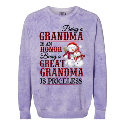 Being A Grandma Is An Honor Being Great Grandma Is Priceless Gift Colorblast Crewneck Sweatshirt