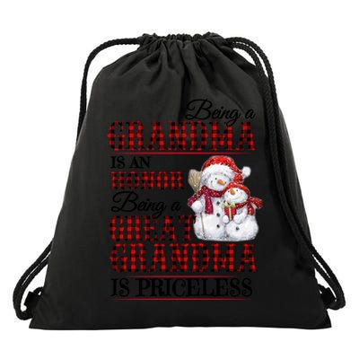 Being A Grandma Is An Honor Being Great Grandma Is Priceless Gift Drawstring Bag