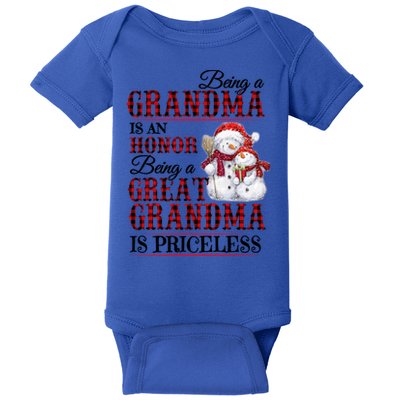 Being A Grandma Is An Honor Being Great Grandma Is Priceless Gift Baby Bodysuit