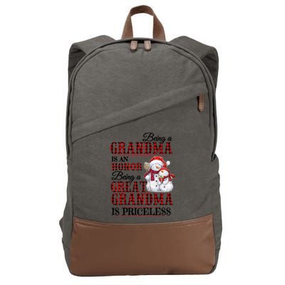 Being A Grandma Is An Honor Being Great Grandma Is Priceless Gift Cotton Canvas Backpack
