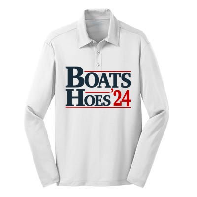 Boats And Hoes 2024 Election Funny Silk Touch Performance Long Sleeve Polo