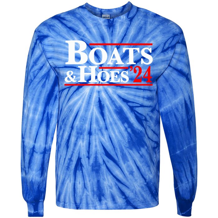 Boats And Hoes 2024 Election Funny Tie-Dye Long Sleeve Shirt