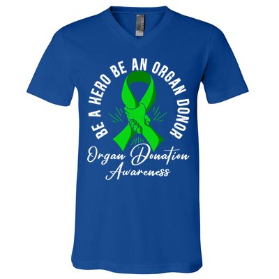 Be A Hero Be An Organ Donor Organ Donation Awareness Cute Gift V-Neck T-Shirt