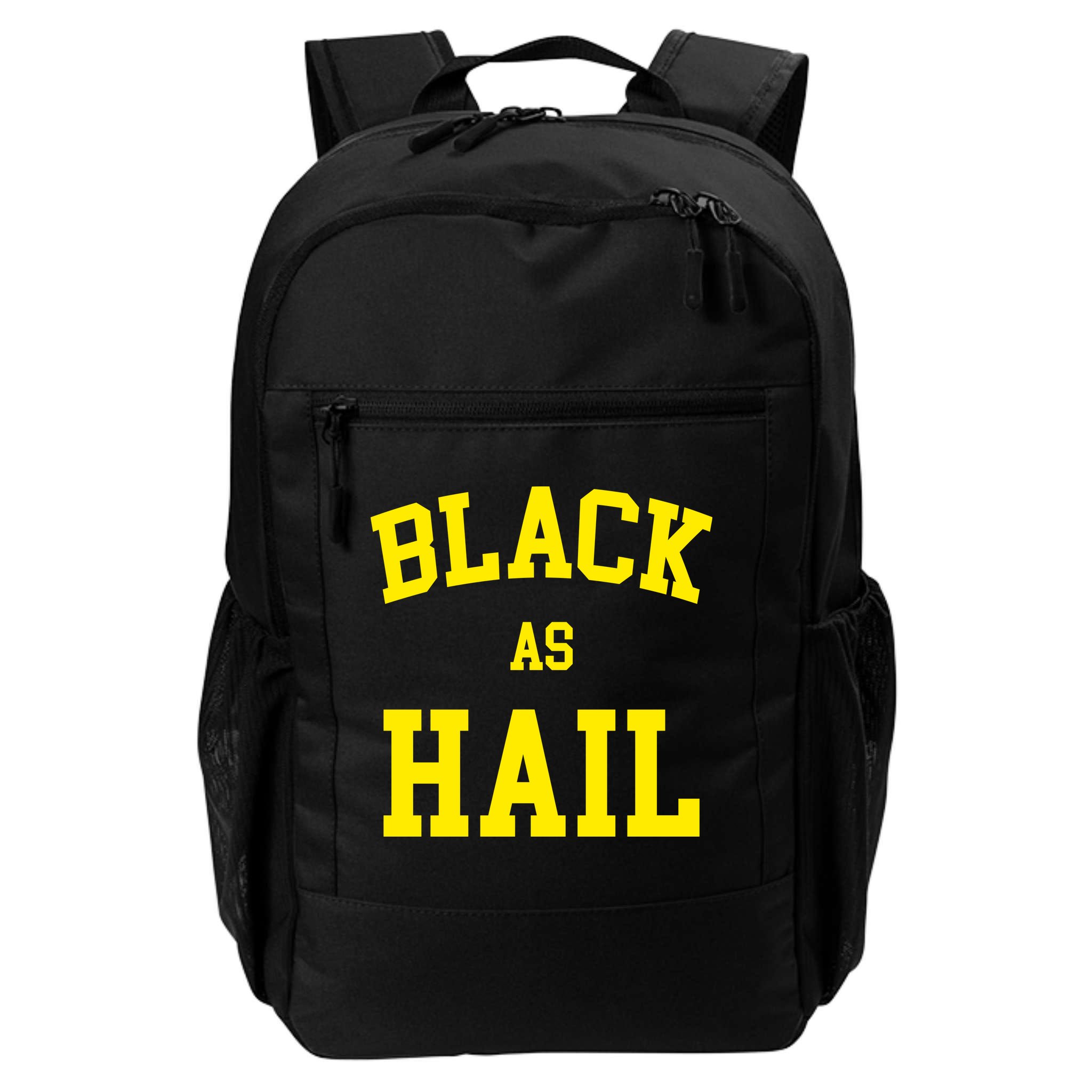 Black As Hail Yellow College Logo Backpack