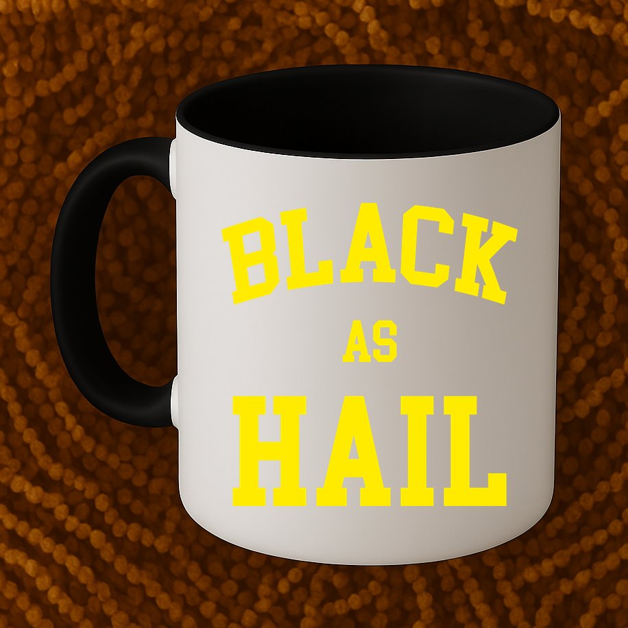 Black As Hail Yellow College Logo Mug