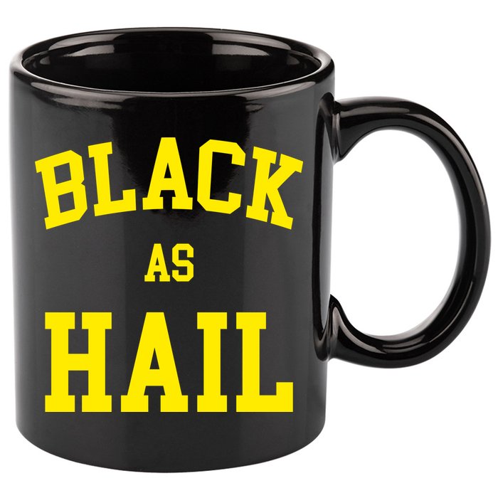Black As Hail Yellow College Logo 11oz C Handle Ceramic Mug