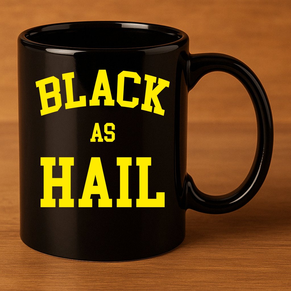 Black As Hail Yellow College Logo 11oz C Handle Ceramic Mug