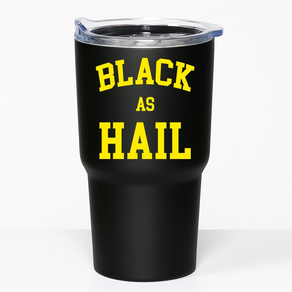 Black As Hail Yellow College Logo Tumbler