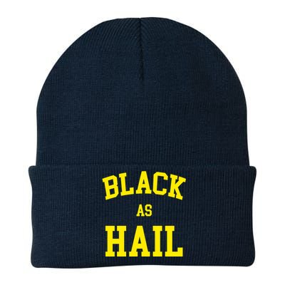 Black As Hail Yellow College Logo Knit Cap Winter Beanie