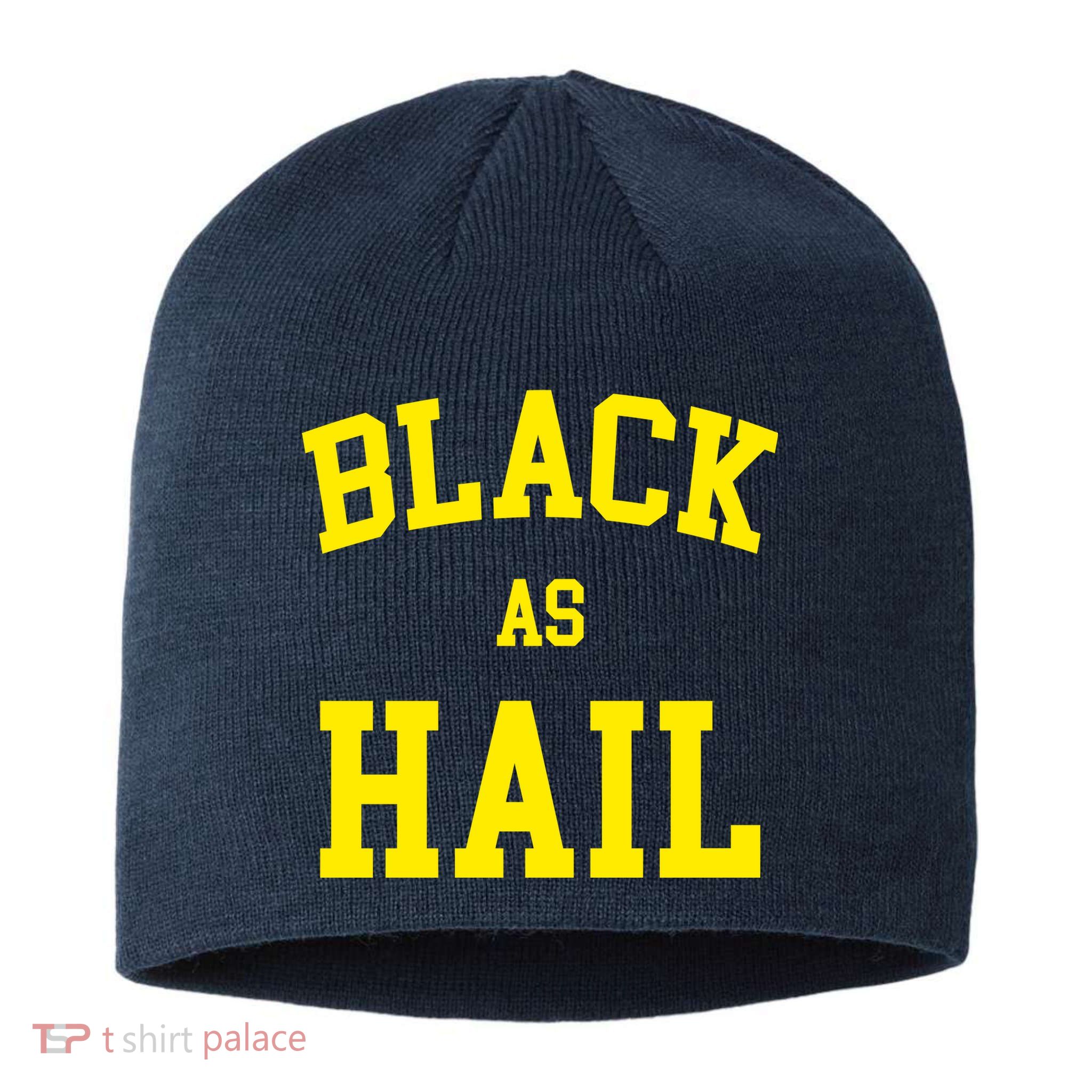Black As Hail Yellow College Logo Sustainable Beanie