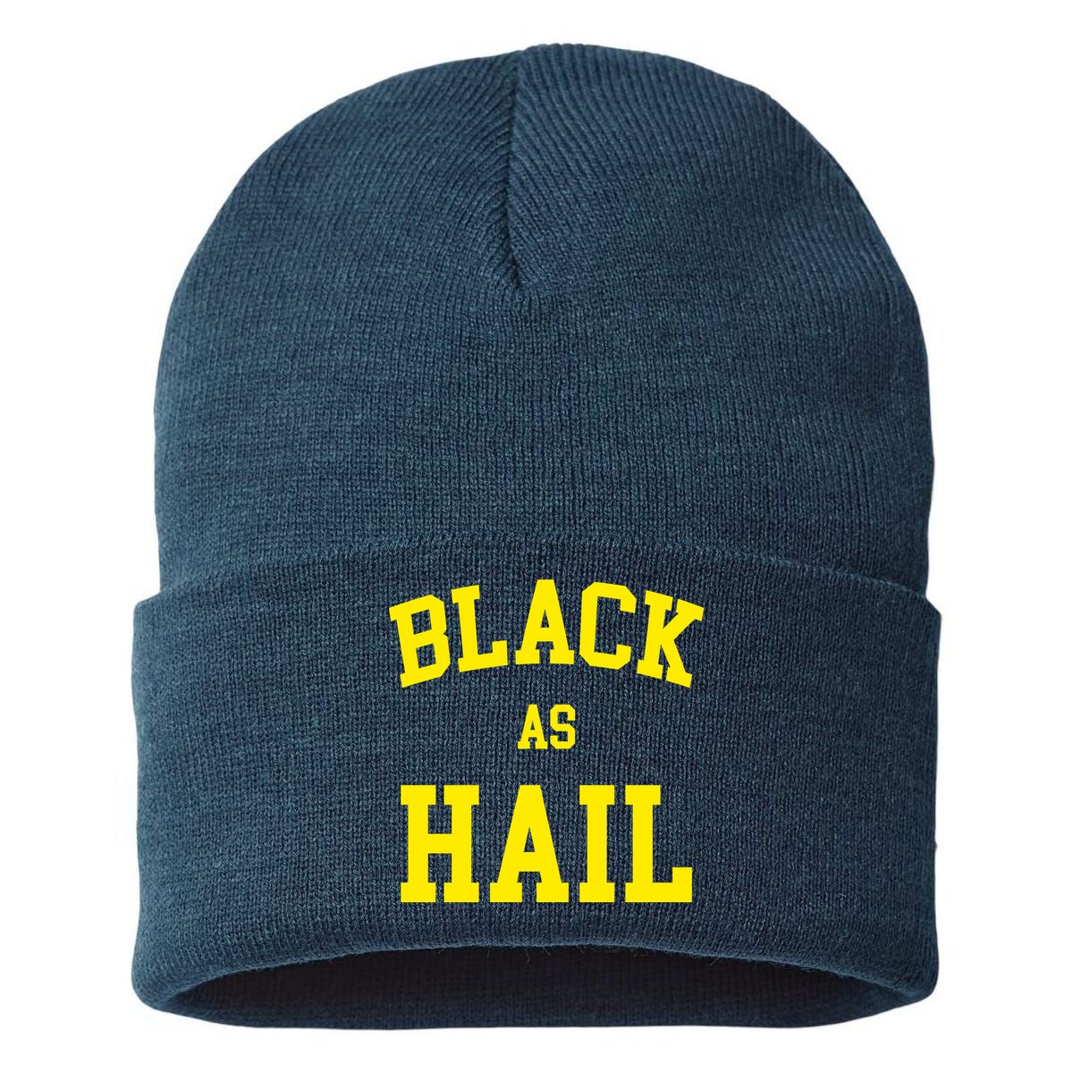 Black As Hail Yellow College Logo Sustainable Knit Beanie