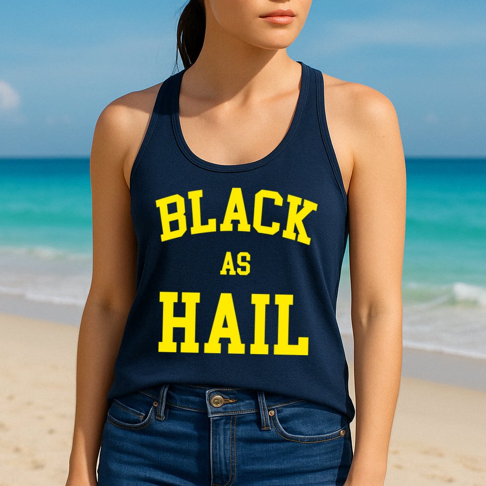 Black As Hail Yellow College Logo Womens Tank Top