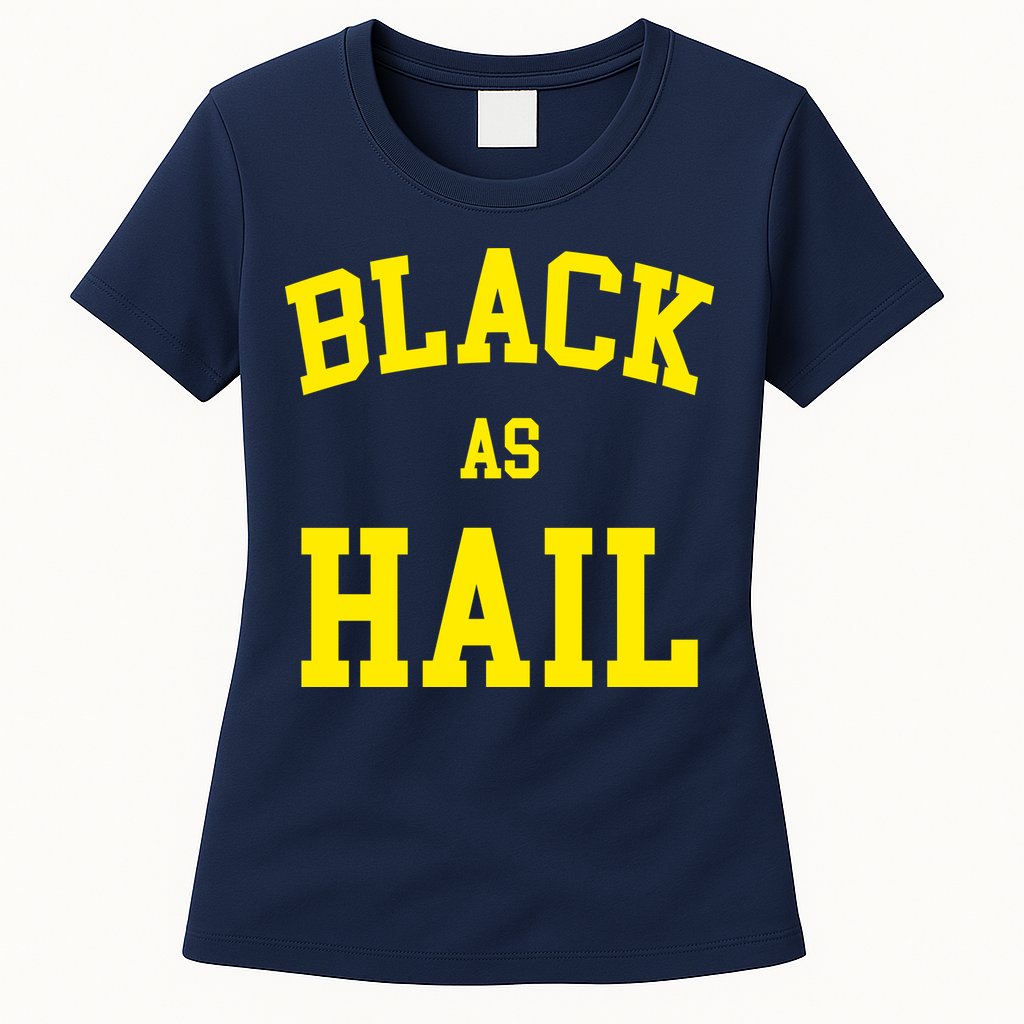 Black As Hail Yellow College Logo Womens T-Shirt